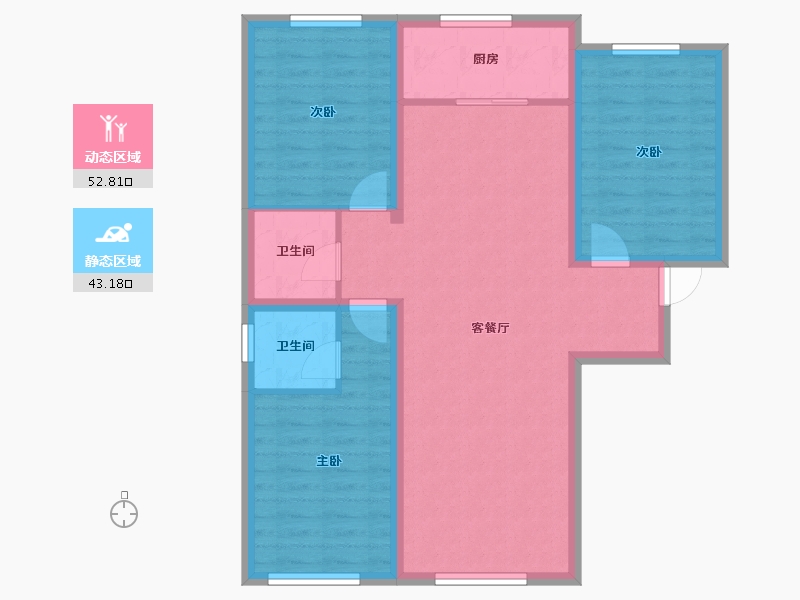 内蒙古自治区-包头市-青福新城-86.09-户型库-动静分区