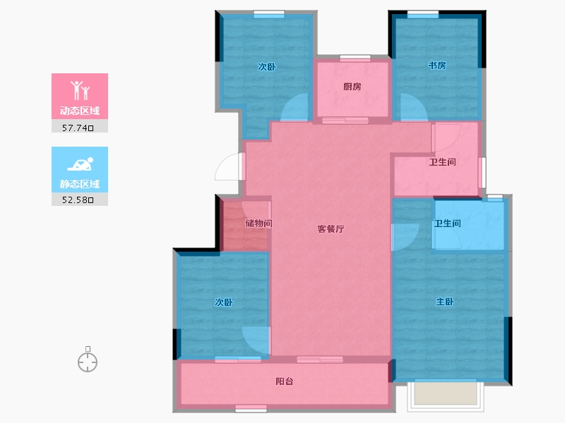 浙江省-湖州市-蓝城慧园-99.75-户型库-动静分区