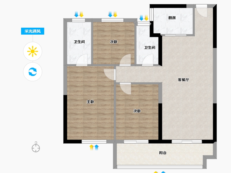 湖北省-宜昌市-山水如画-92.80-户型库-采光通风