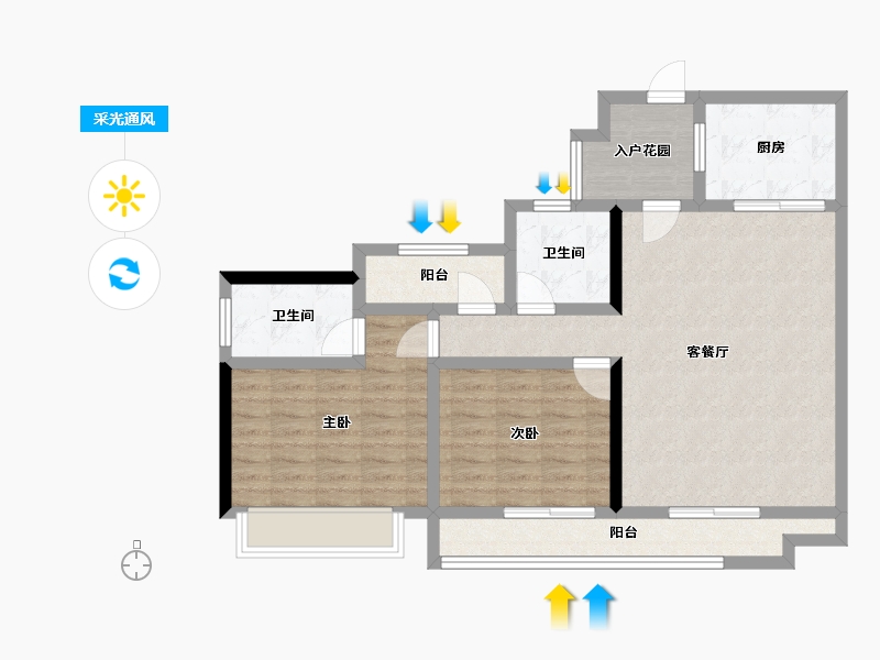 广东省-韶关市-碧桂园新城之光-86.94-户型库-采光通风