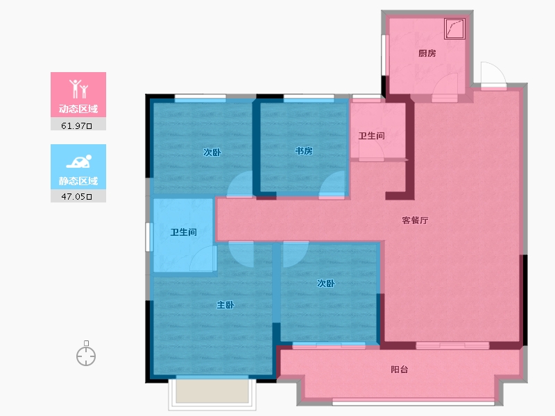 安徽省-蚌埠市-中国铁建·燕南苑花语苑-96.64-户型库-动静分区