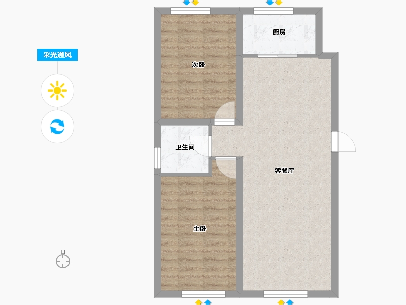 内蒙古自治区-包头市-青福新城-63.51-户型库-采光通风