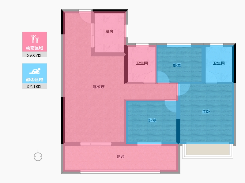 江苏省-泰州市-骏园-85.60-户型库-动静分区