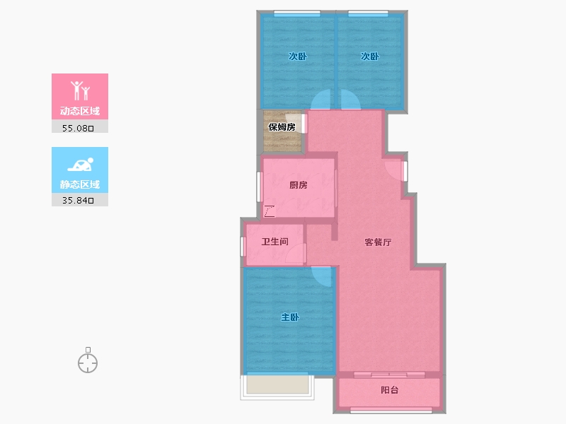 河北省-唐山市-万科公园大道3期-84.01-户型库-动静分区