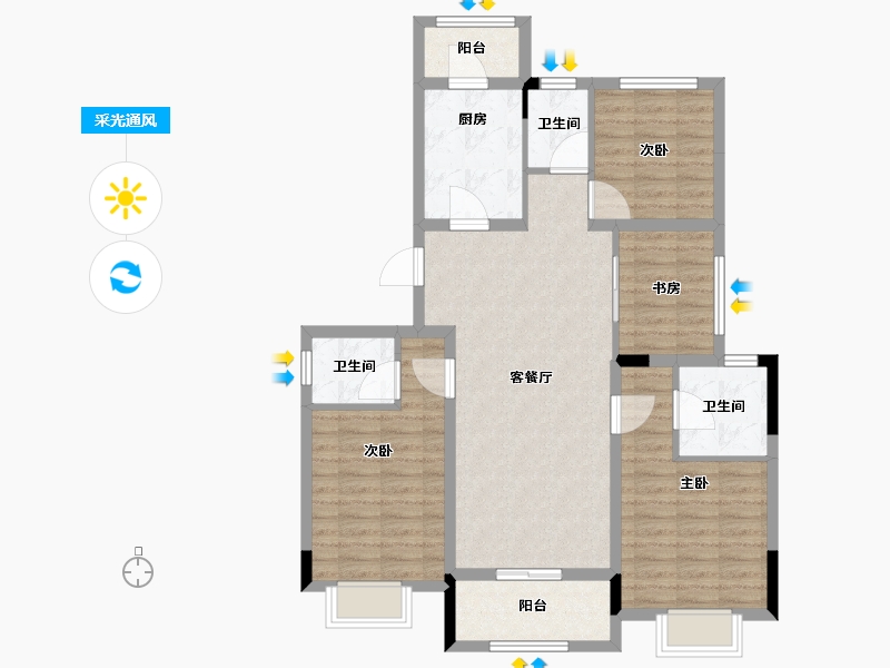 浙江省-湖州市-融创霅溪桃源-99.55-户型库-采光通风