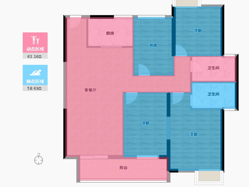 湖北省-宜昌市-山水如画-110.40-户型库-动静分区