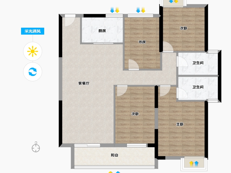 湖北省-宜昌市-山水如画-110.40-户型库-采光通风