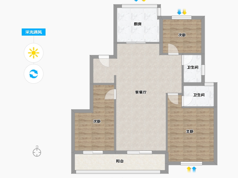 江苏省-淮安市-裕墨园-92.00-户型库-采光通风