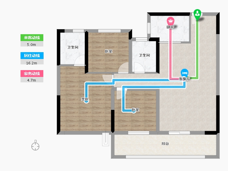 江苏省-泰州市-骏园-96.00-户型库-动静线