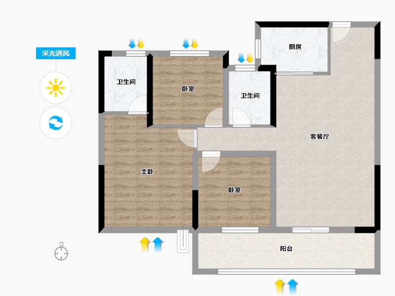 江苏省-泰州市-骏园-96.00-户型库-采光通风