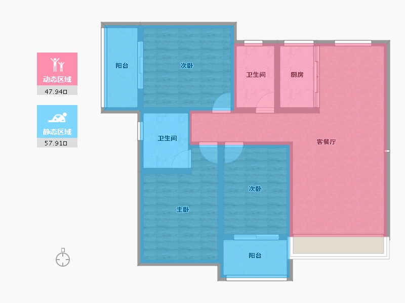 山西省-运城市-金鑫银海东方大境-94.14-户型库-动静分区