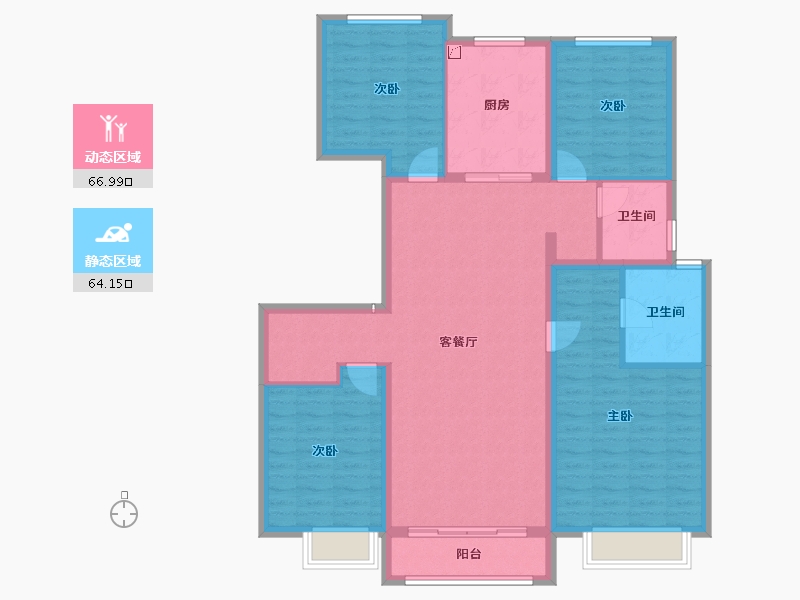 河北省-唐山市-万科公园大道3期-118.41-户型库-动静分区