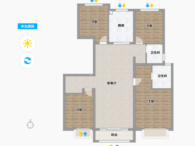 河北省-唐山市-万科公园大道3期-118.41-户型库-采光通风