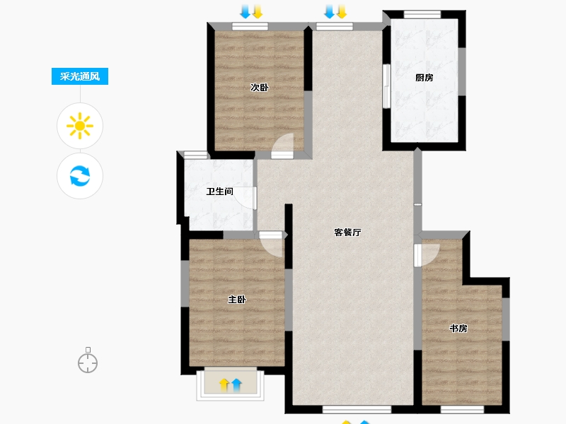 内蒙古自治区-包头市-方兴凤凰台-93.00-户型库-采光通风