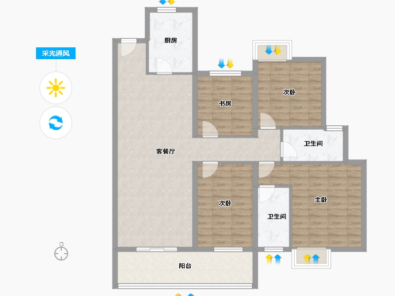 湖北省-宜昌市-山水如画-117.60-户型库-采光通风