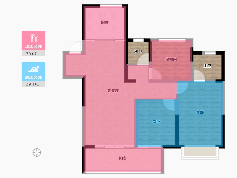 浙江省-湖州市-织里吾悦广场-96.90-户型库-动静分区