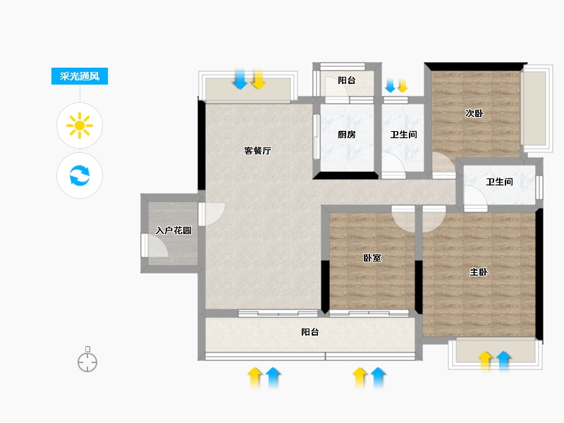 广东省-韶关市-碧桂园新城之光-90.33-户型库-采光通风