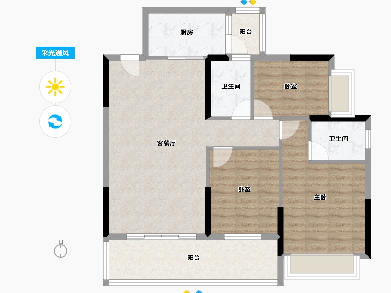 广东省-清远市-佛冈华府-91.85-户型库-采光通风