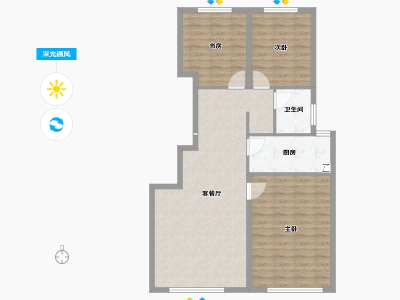 河北省-唐山市-水山金域蓝湾-82.33-户型库-采光通风