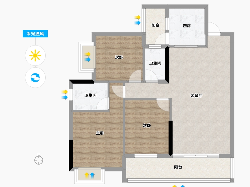 广东省-清远市-佛冈华府-90.05-户型库-采光通风