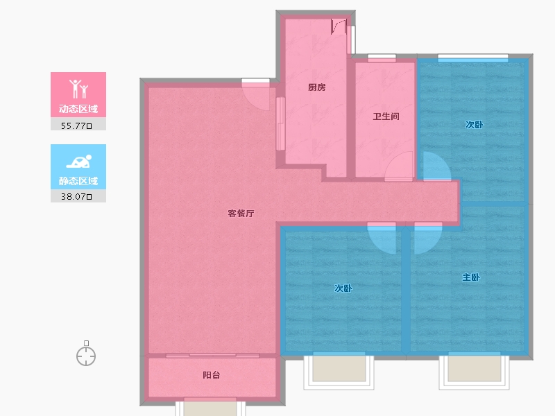 河北省-唐山市-水山金域蓝湾-84.00-户型库-动静分区