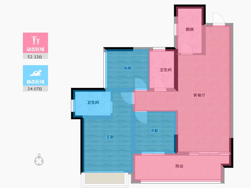 广西壮族自治区-桂林市-金科集美东方-76.20-户型库-动静分区