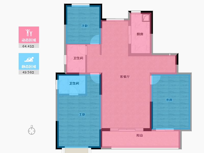 安徽省-蚌埠市-中国铁建·燕南苑花语苑-102.03-户型库-动静分区