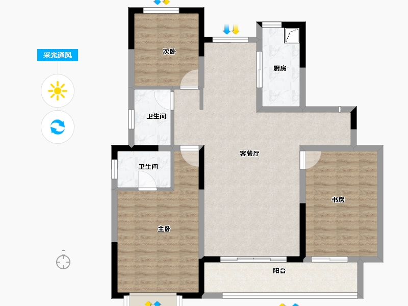 安徽省-蚌埠市-中国铁建·燕南苑花语苑-102.03-户型库-采光通风