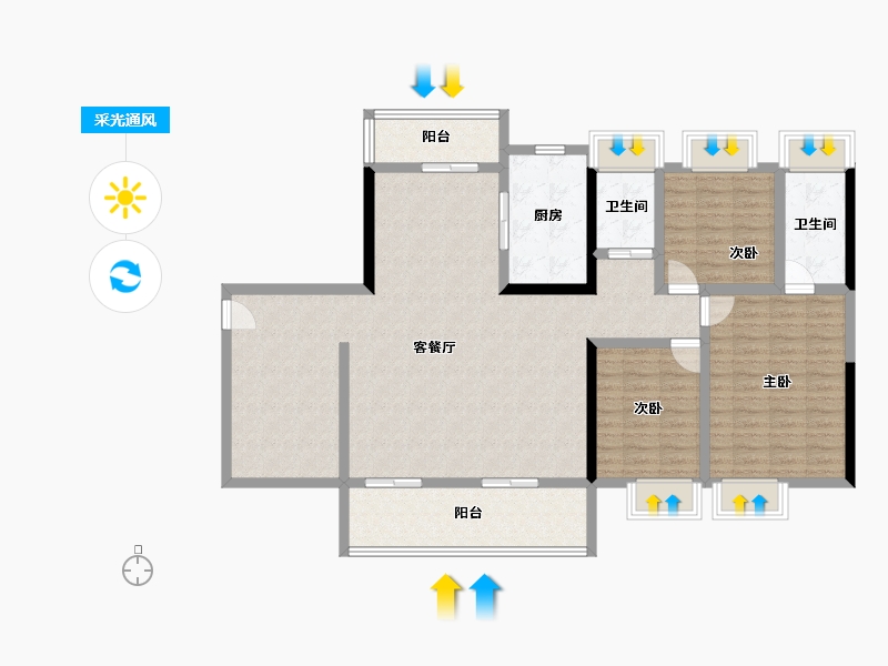 广东省-韶关市-碧桂园太阳城-126.90-户型库-采光通风