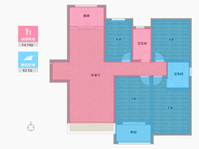 山西省-运城市-金鑫银海东方大境-104.28-户型库-动静分区