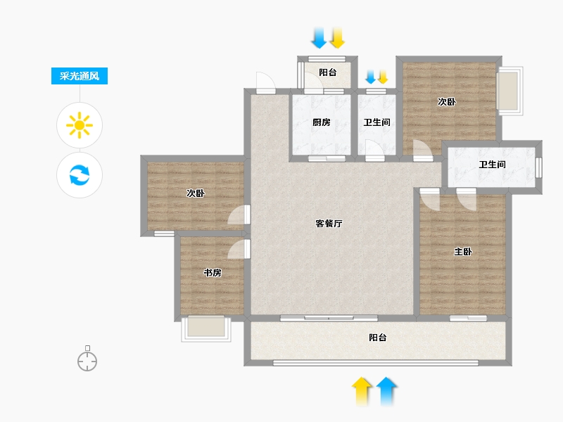 云南省-昆明市-安宁吾悦安宁院子-167.00-户型库-采光通风