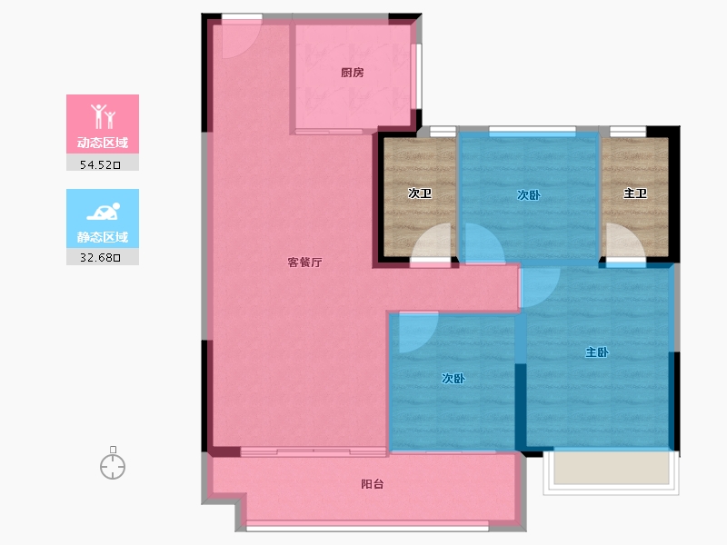 浙江省-湖州市-碧桂园云望里-88.43-户型库-动静分区