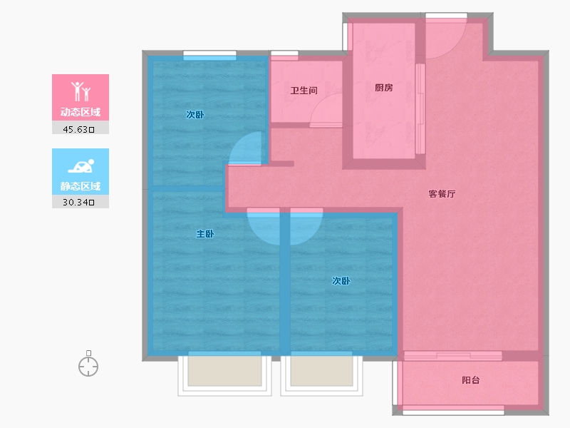 山西省-太原市-万科翡翠东第-67.20-户型库-动静分区