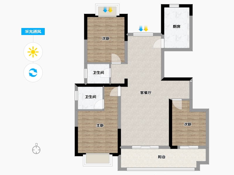 湖南省-常德市-桂发御园-128.77-户型库-采光通风