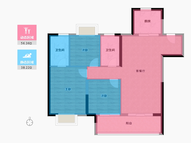 湖北省-宜昌市-万科理想城-85.48-户型库-动静分区