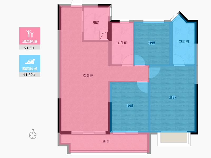 安徽省-蚌埠市-奥园誉府-83.43-户型库-动静分区