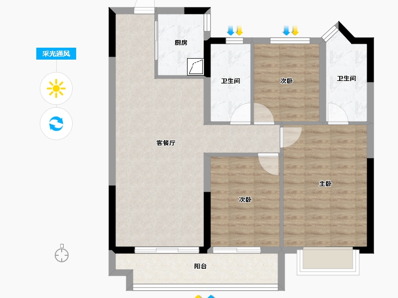 安徽省-蚌埠市-奥园誉府-83.43-户型库-采光通风