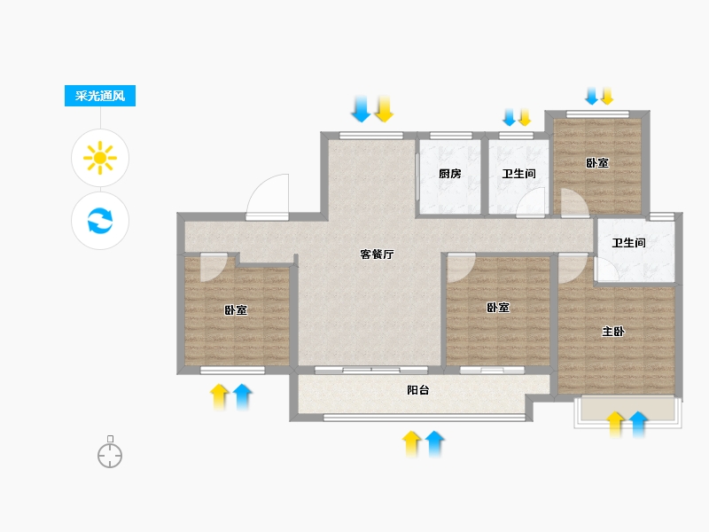 河南省-平顶山市-宝丰建业紫园-115.20-户型库-采光通风