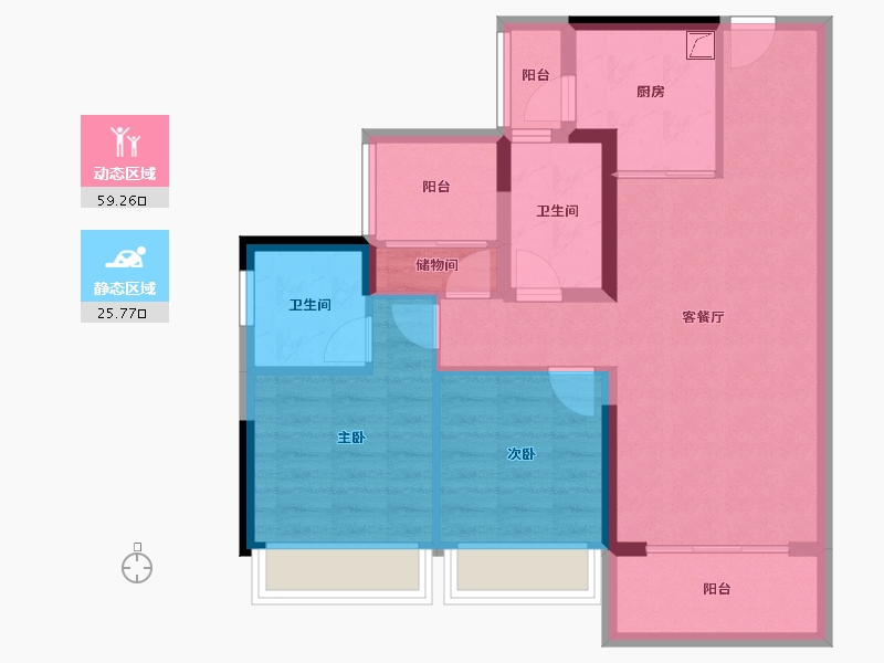 广东省-江门市-碧桂园·天麓湖-75.26-户型库-动静分区