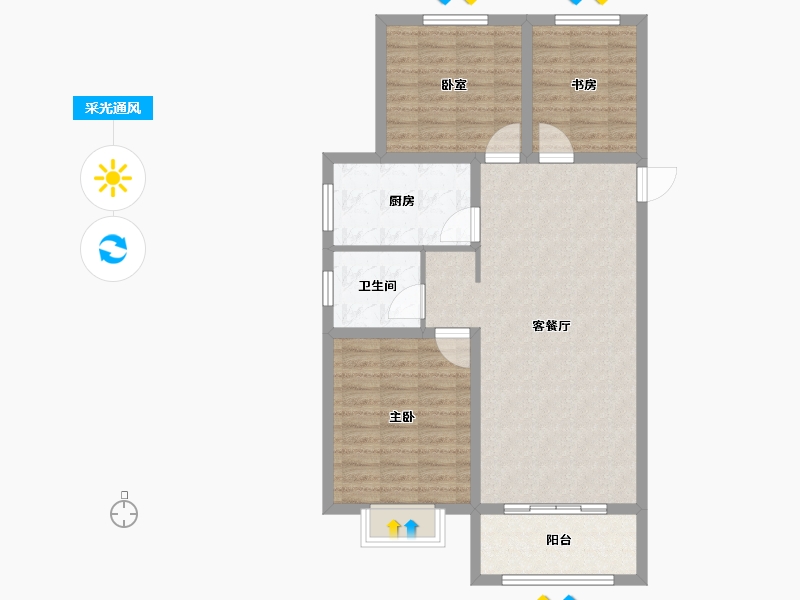 山东省-菏泽市-东亚国睿华庭-90.50-户型库-采光通风