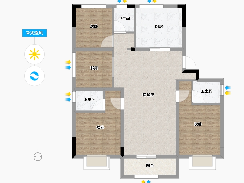 浙江省-湖州市-融创霅溪桃源-102.59-户型库-采光通风