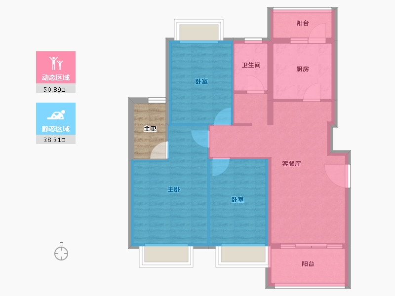 贵州省-黔南布依族苗族自治州-中国铁建东来尚城-83.90-户型库-动静分区