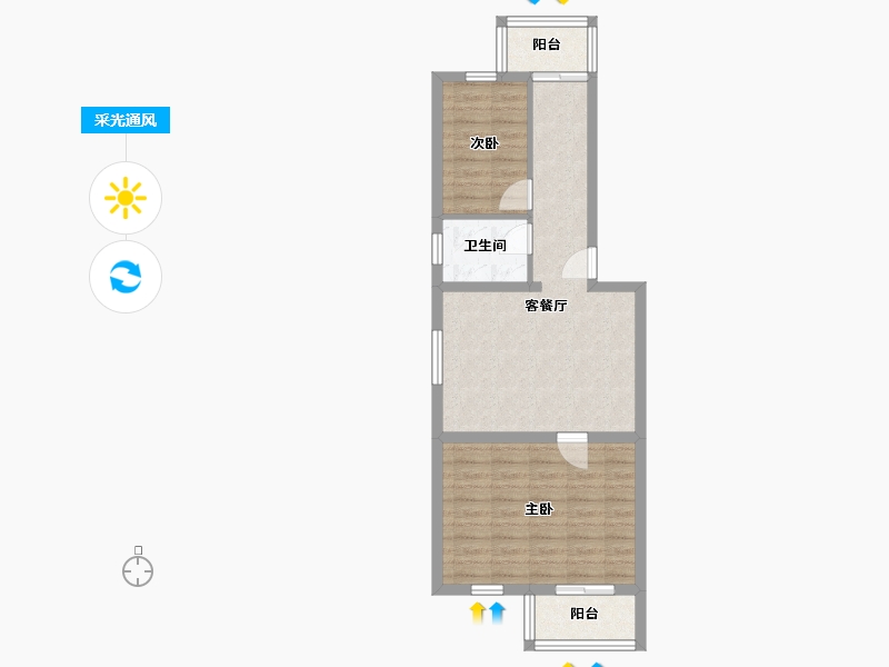 北京-北京市-青春苑-2号楼-60.00-户型库-采光通风