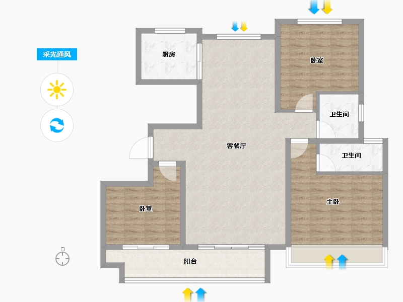 河南省-平顶山市-宝丰建业紫园-108.00-户型库-采光通风