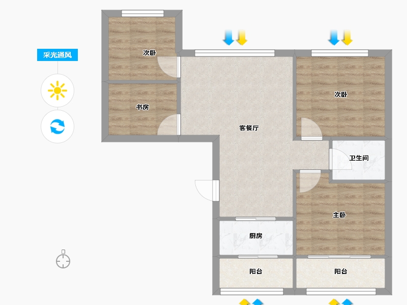 辽宁省-鞍山市-唐盛家和天下-67.78-户型库-采光通风