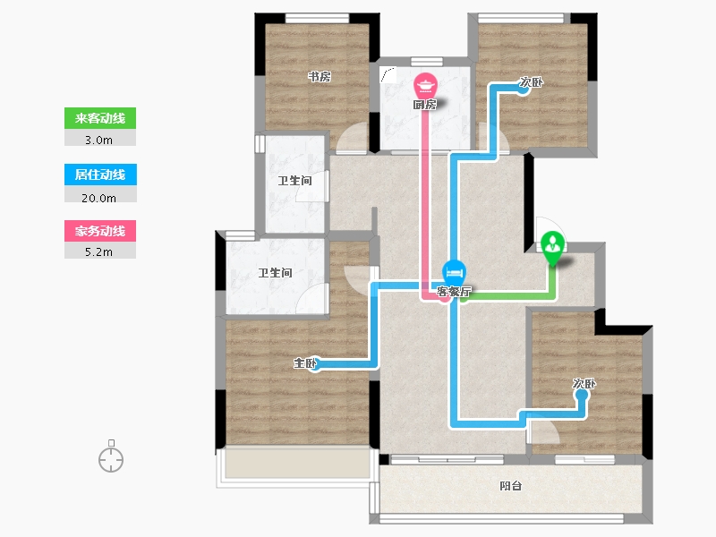 安徽省-芜湖市-融创北京路1號-96.37-户型库-动静线