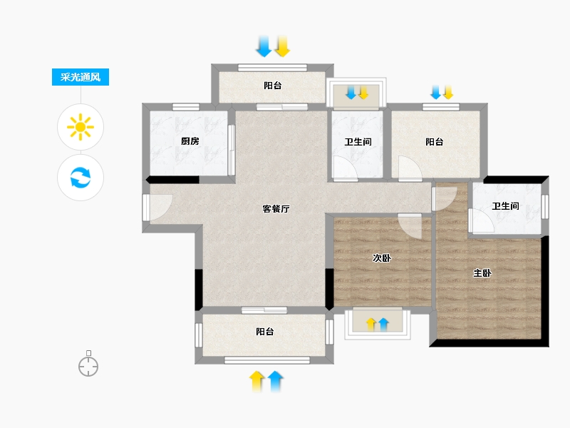 广东省-江门市-新城·博富领会国际-84.00-户型库-采光通风