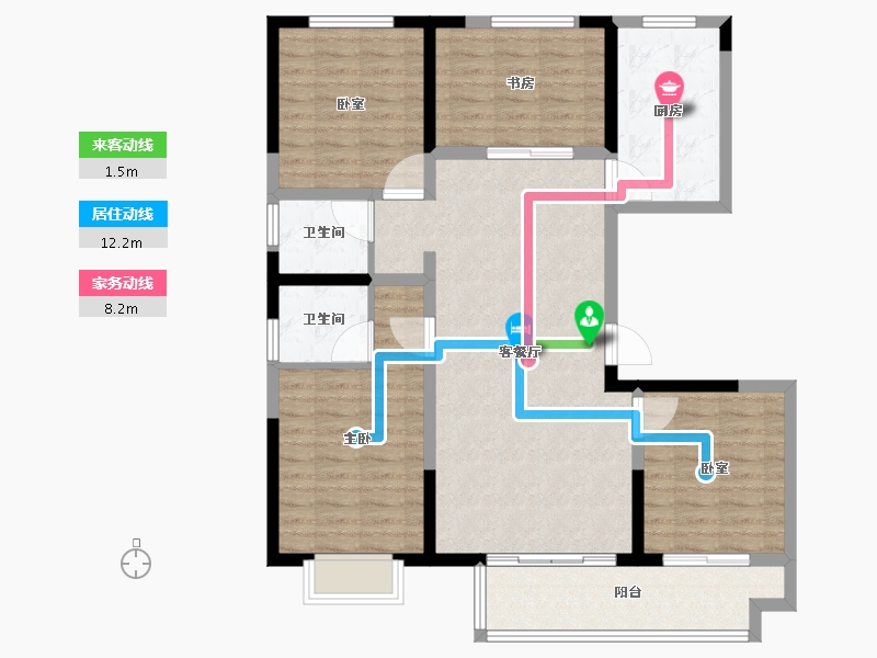 山西省-吕梁市-天福·幸福家园-106.40-户型库-动静线