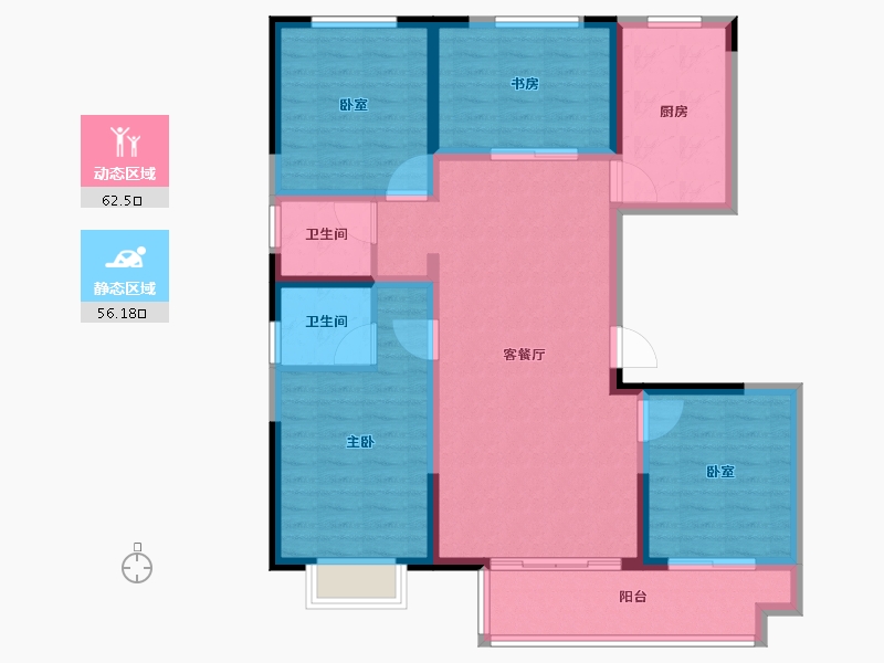 山西省-吕梁市-天福·幸福家园-106.40-户型库-动静分区