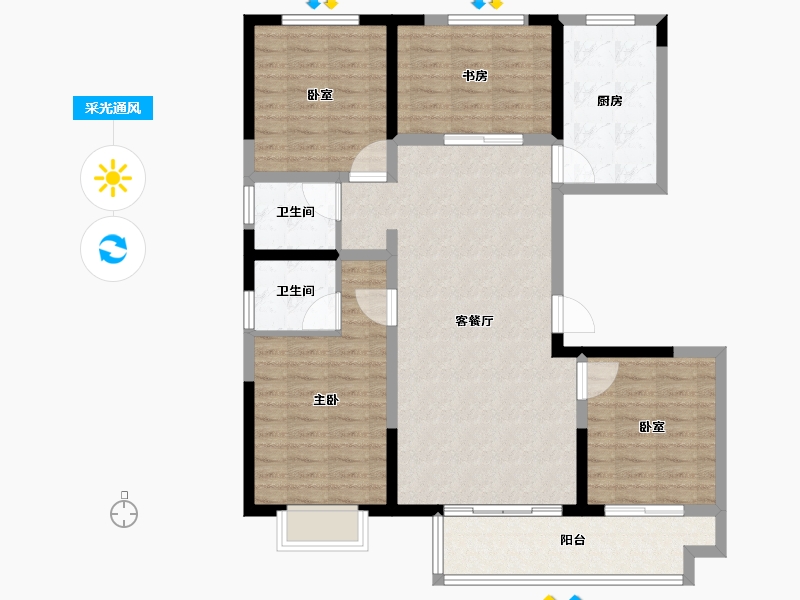 山西省-吕梁市-天福·幸福家园-106.40-户型库-采光通风